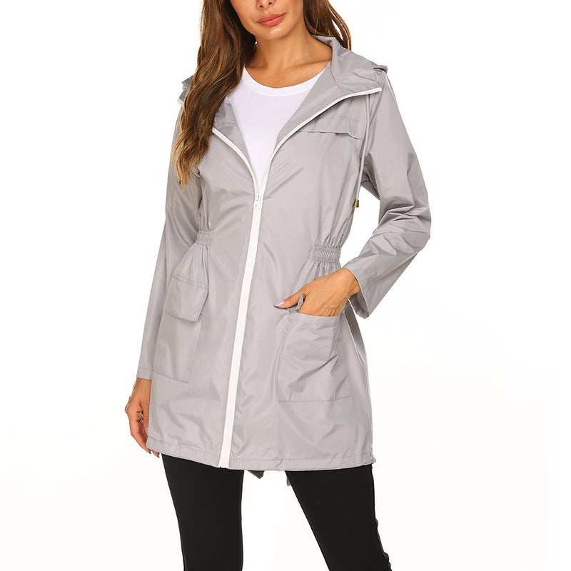 Women'S New Outdoor Assault Clothing Waist Hooded Light Rainproof Clothing Raincoat Coat Coat - Image 3